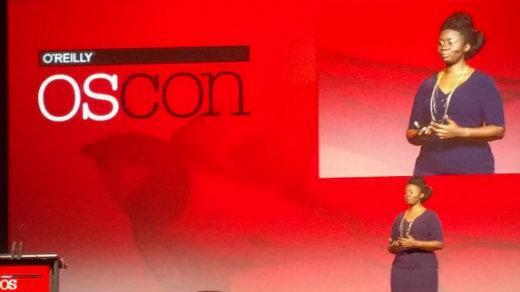 Dr. Kyla McMullen gives the morning keynote speech at OSCON. (Credit - Opensource.com)